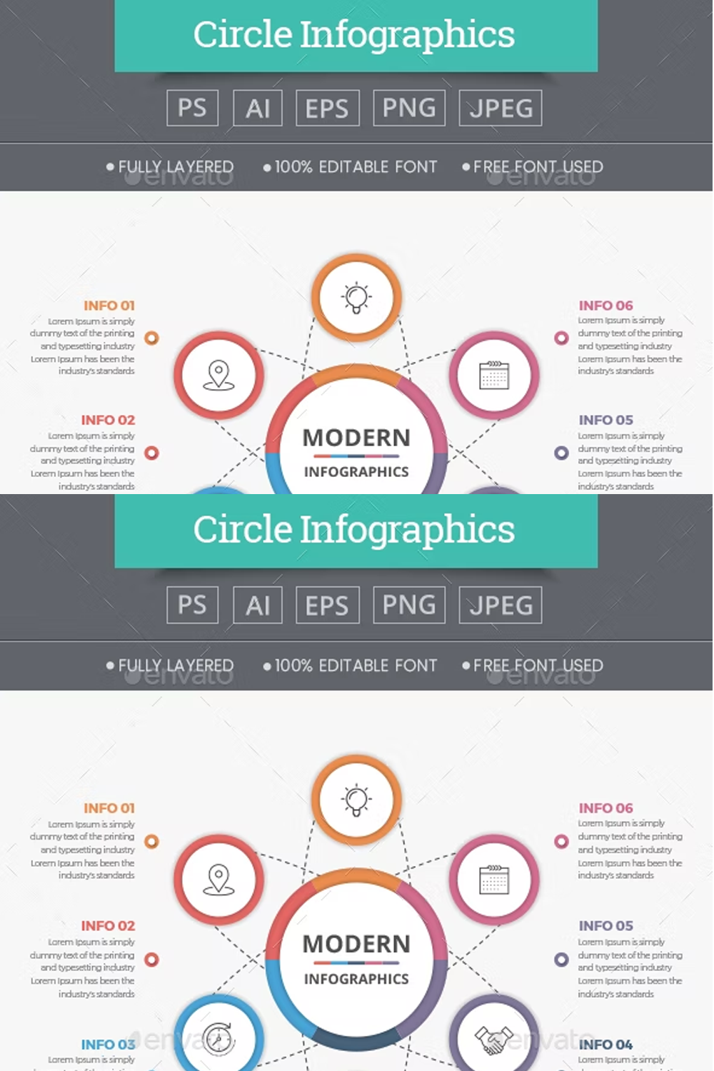 Illustrations simple modern circle infographics of pinterest.