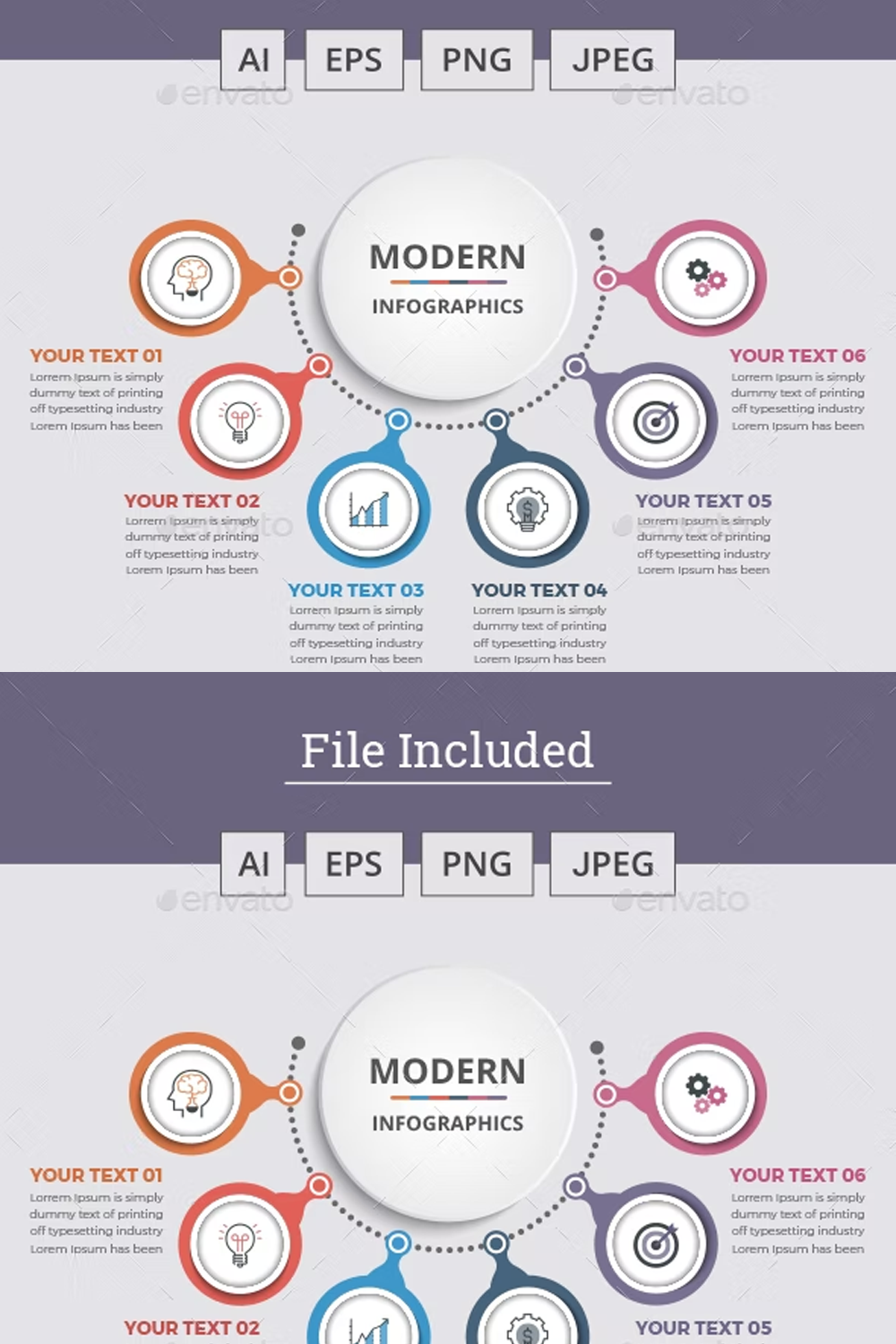 Illustrations simple modern circle infographics of pinterest.