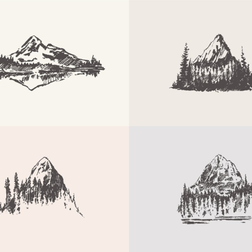 Images preview sketches of mountain landscapes.