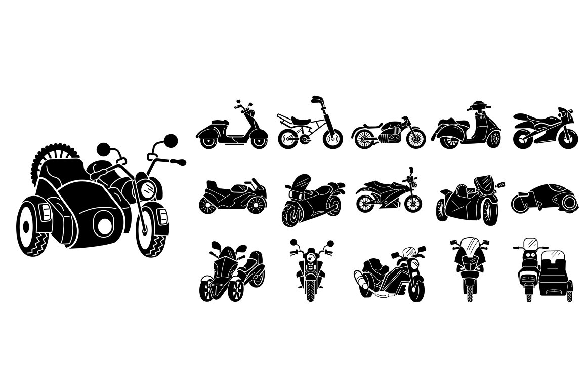 Motorbike icons set simple style.