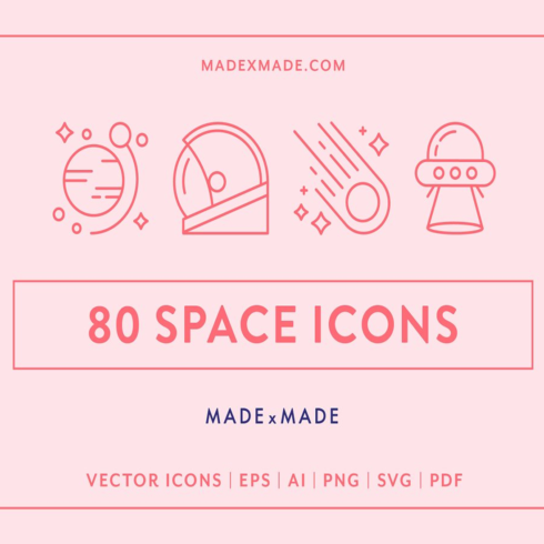 Images preview space line icons.
