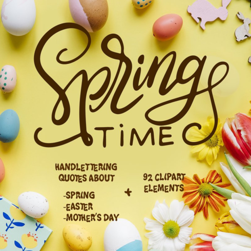 Images preview spring kit lettering clipart.