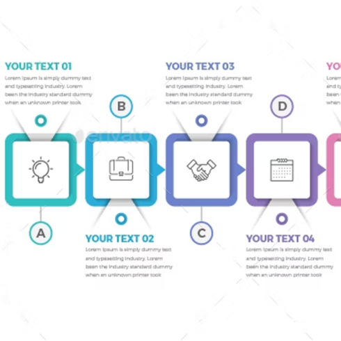 Images preview square infographics 6 steps.