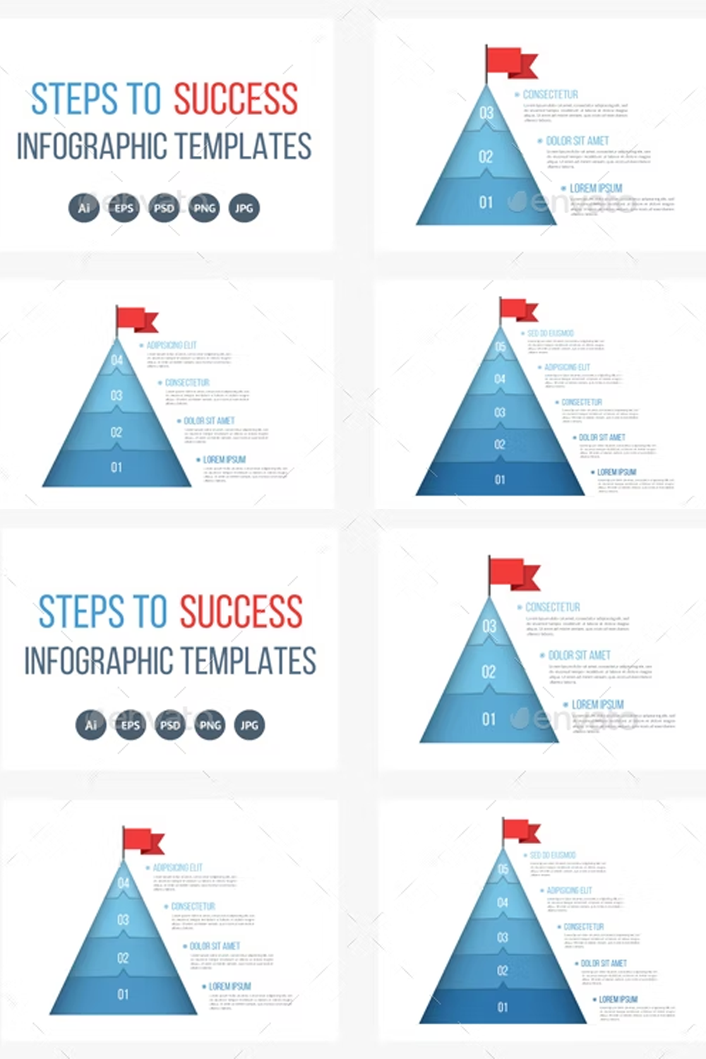 Illustrations steps to success of pinterest.