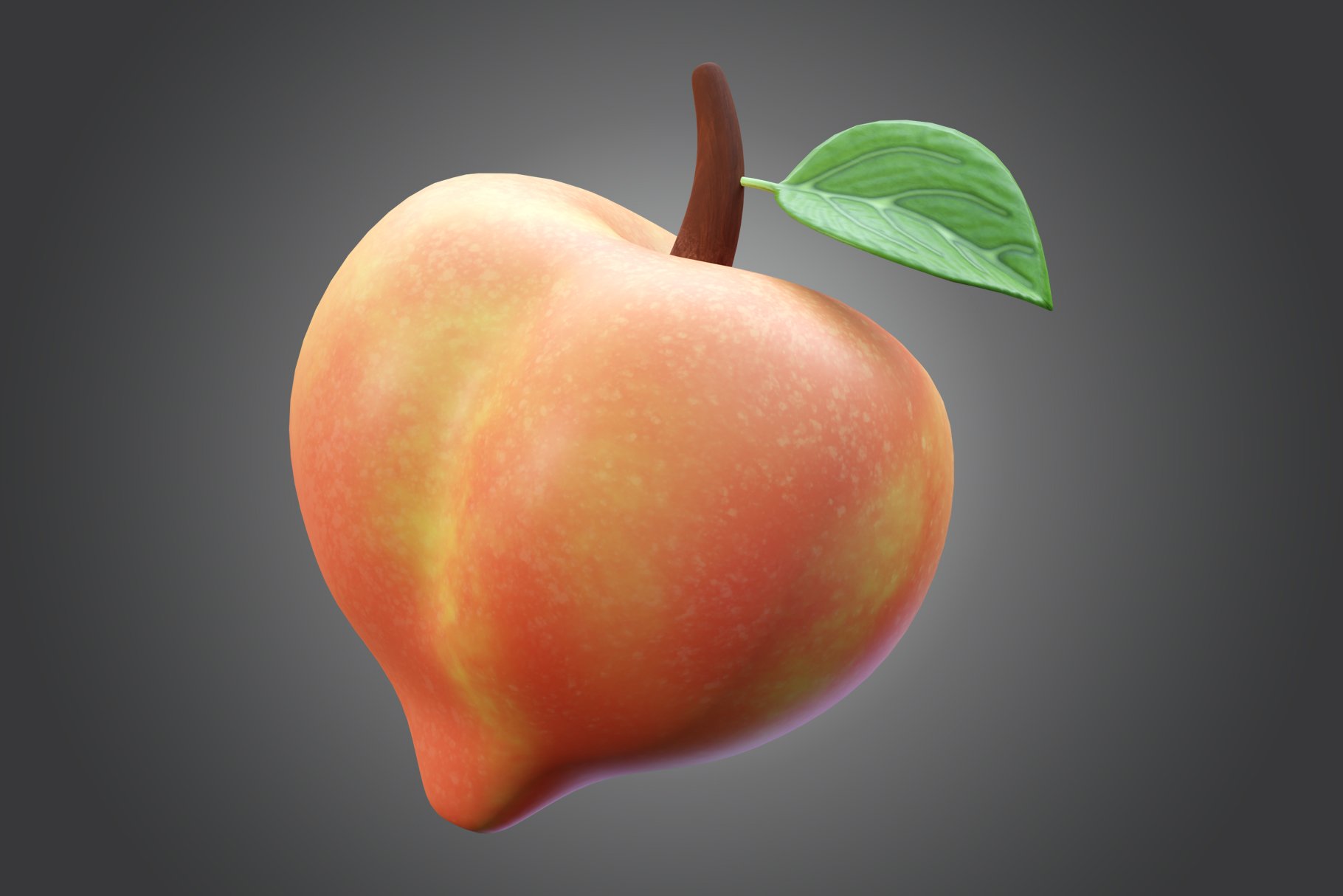 Image of a peach with a twig.