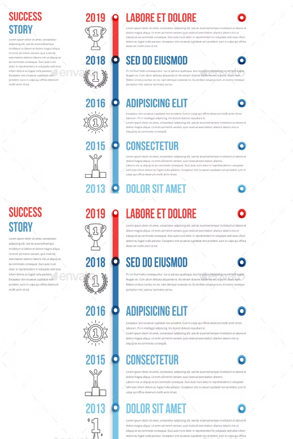 Illustrations success story timeline of pinterest.