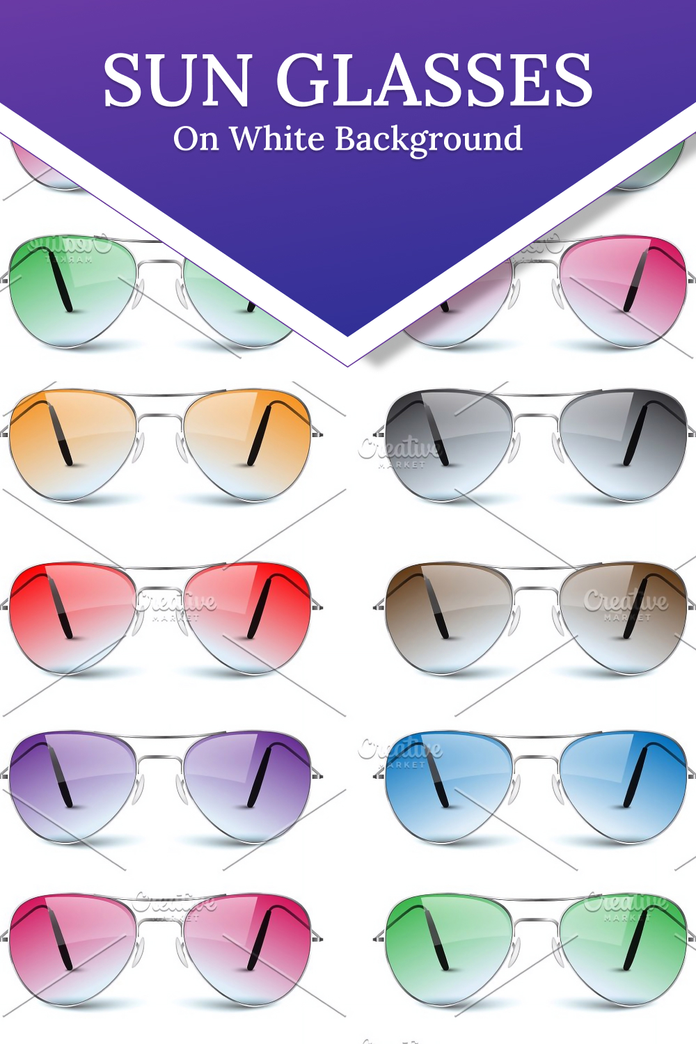 Illustrations sun glasses on white.vector of pinterest.