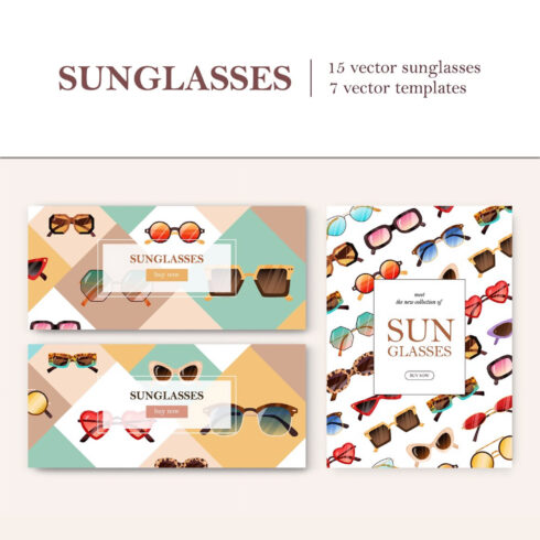 Images preview sunglasses set and templates.
