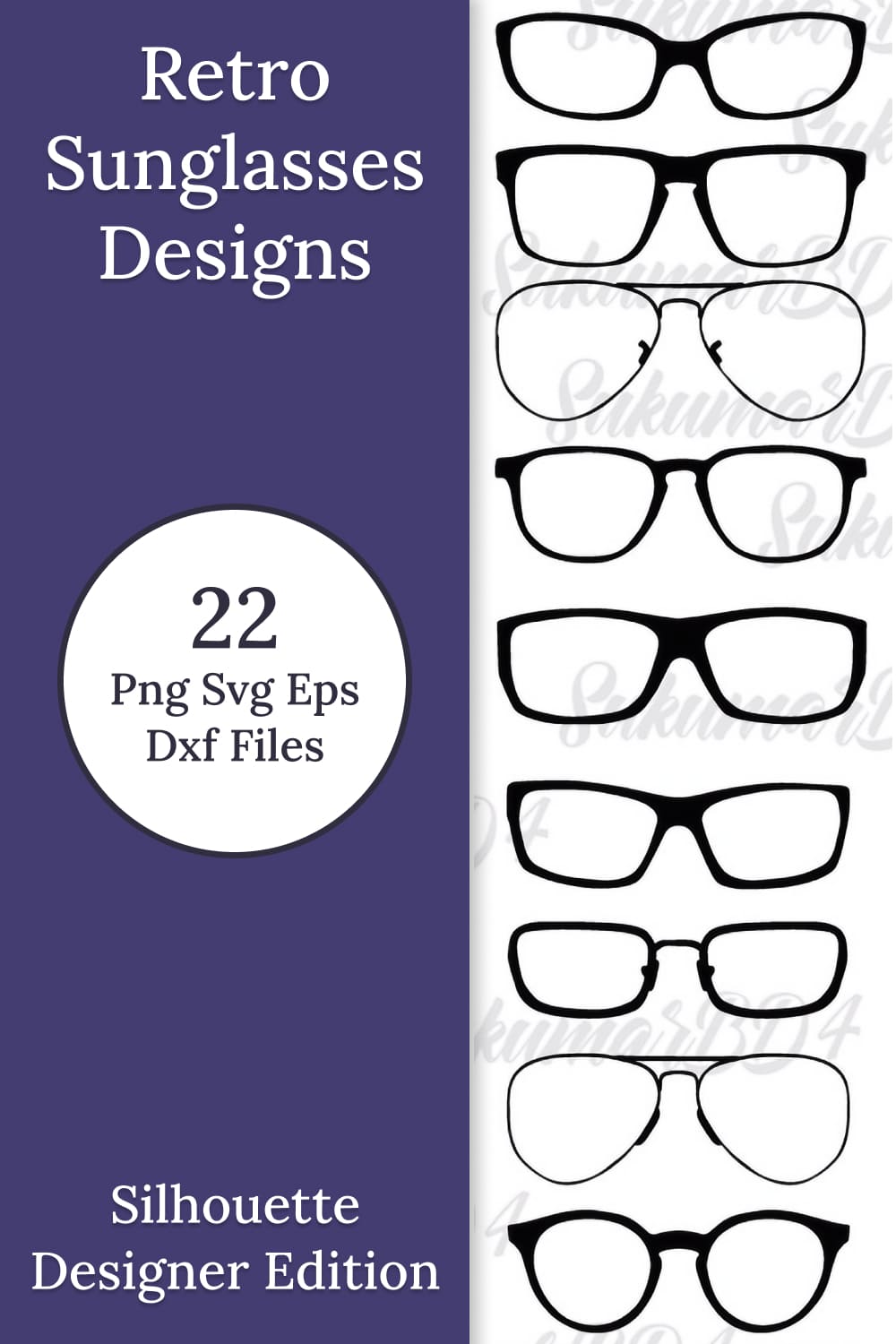 Sunglasses Silhouette, Retro Eyewear, image for pinterest.