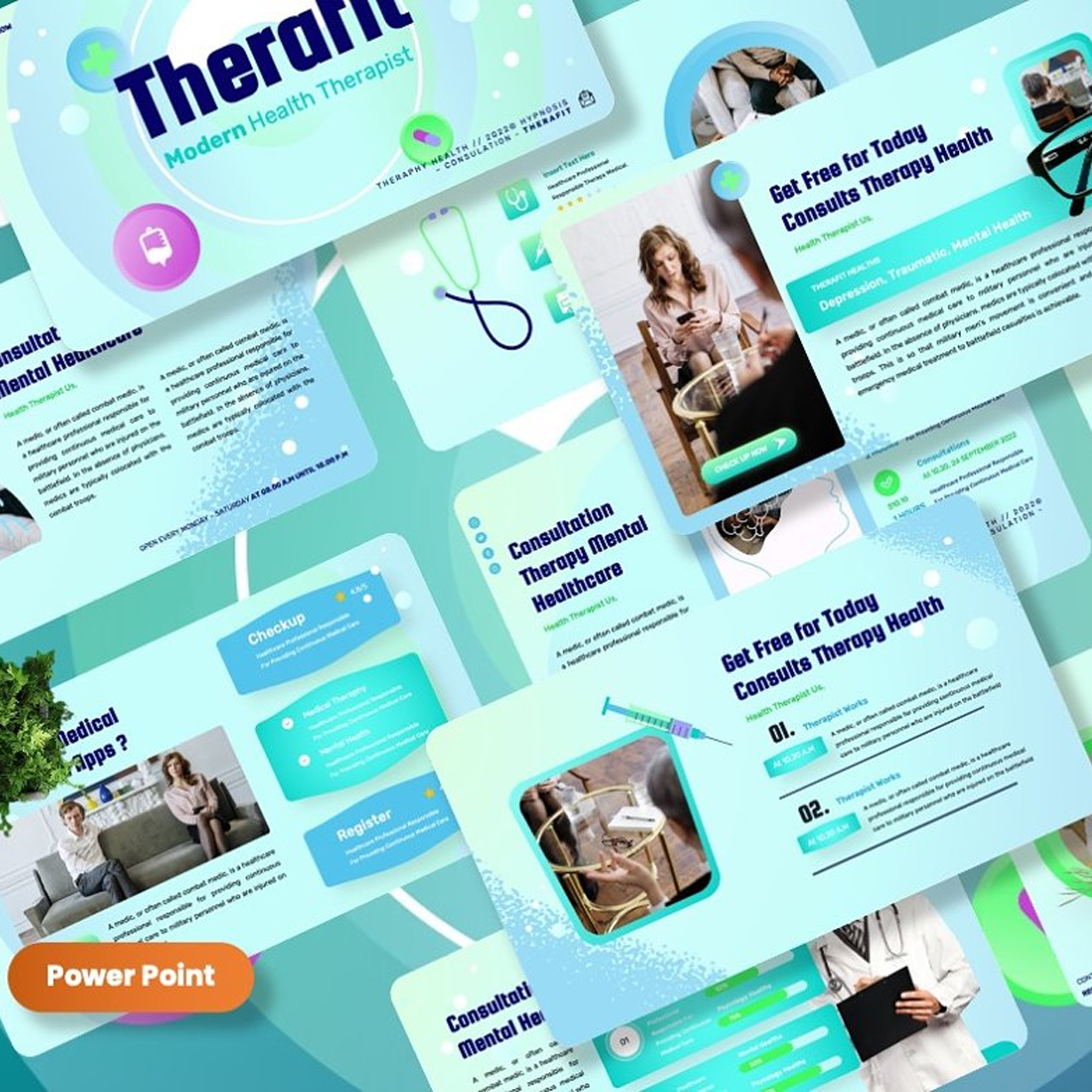 Images preview therafit modern health powerpoint.