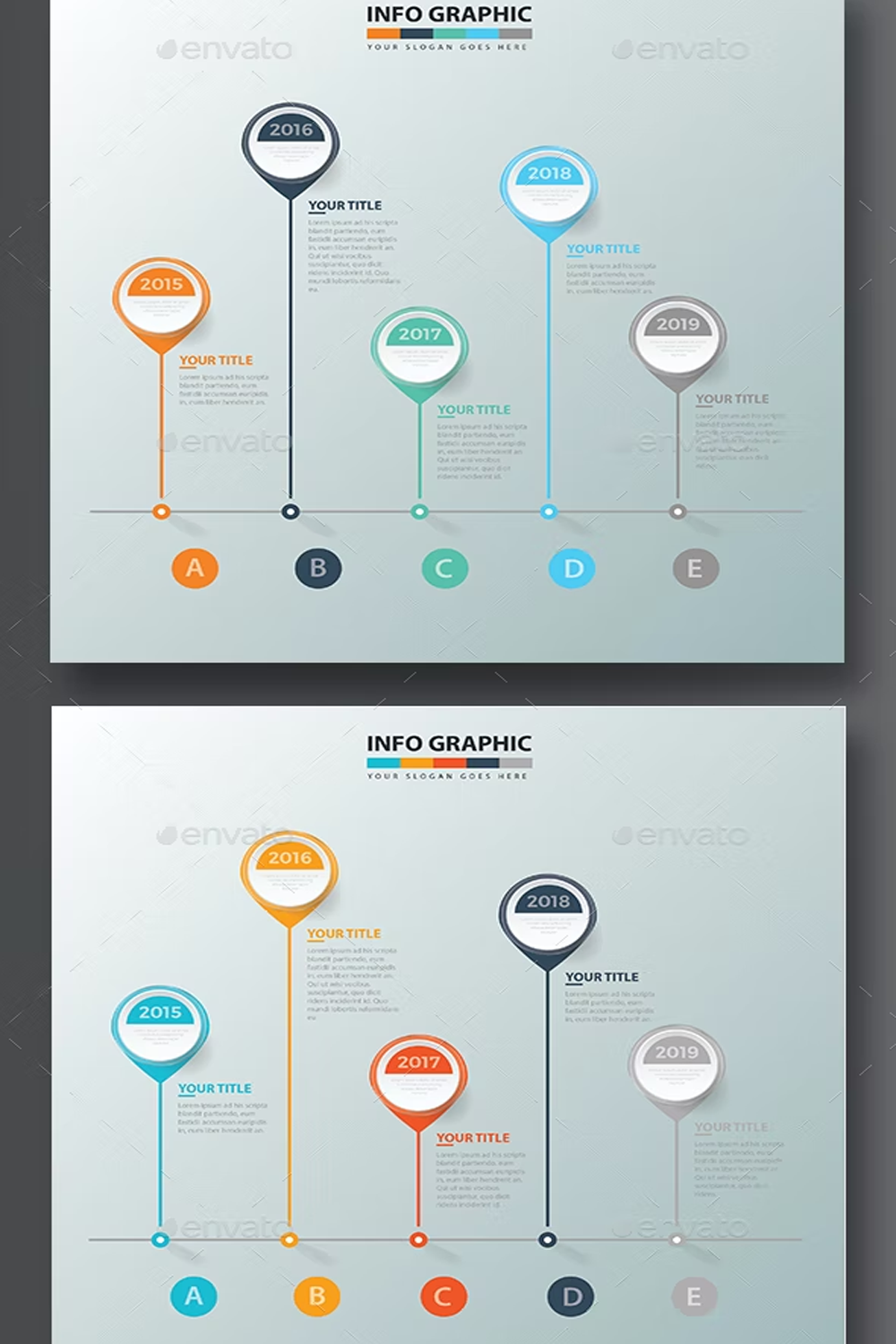 Illustrations timeline infographic design of pinterest.
