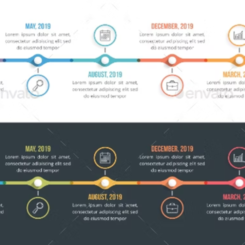 Images preview timeline infographics.