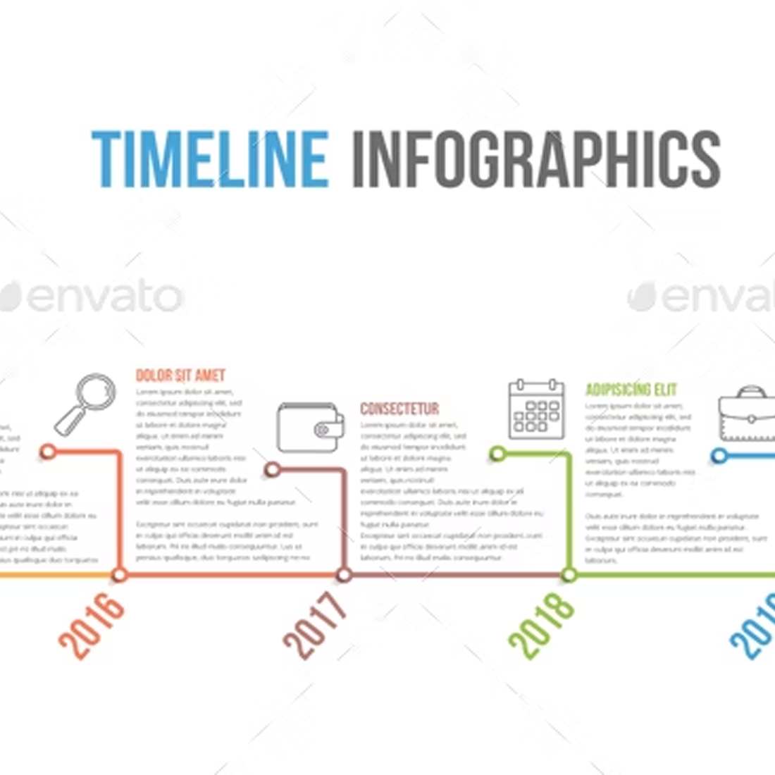 Images preview timeline infographics.