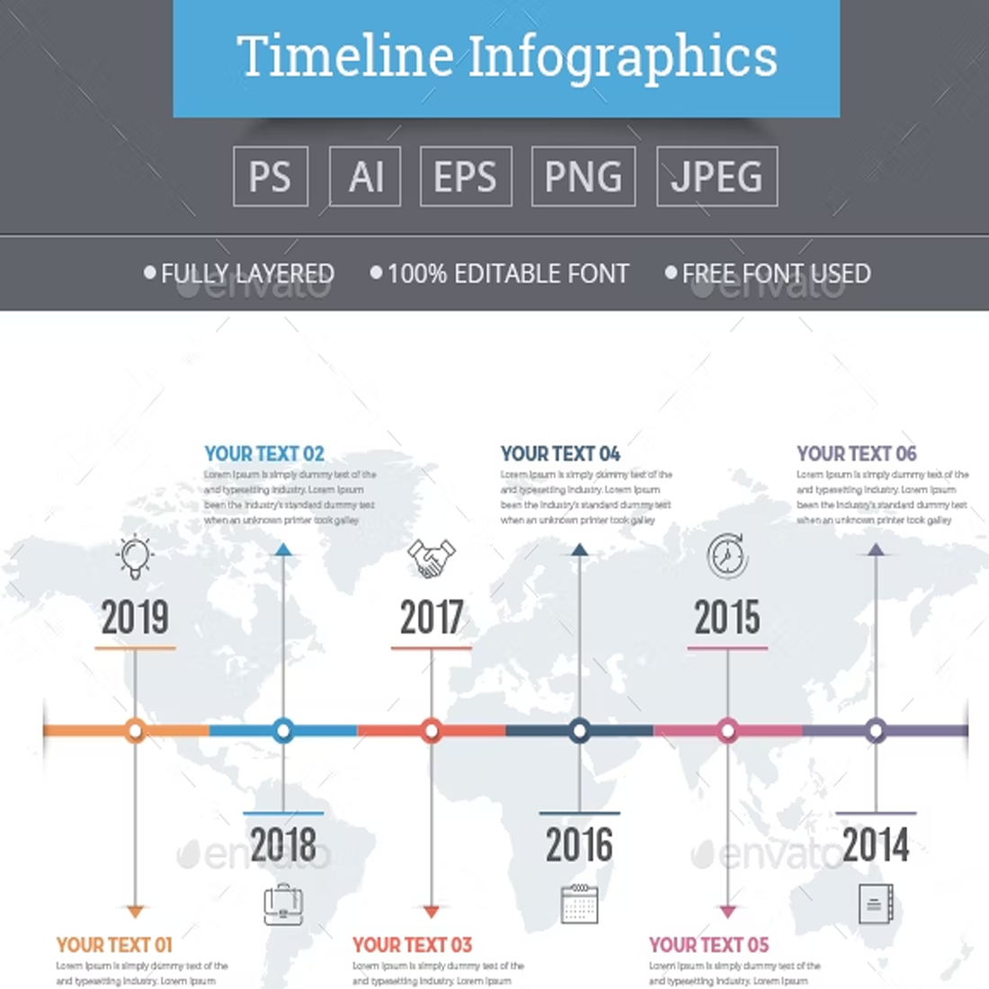 Images preview timeline infographics.