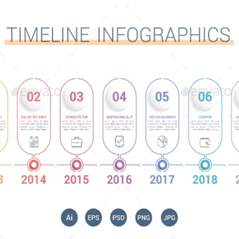 Images preview timeline infographics.