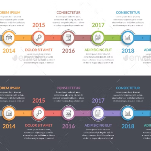 Images preview timeline infographics.