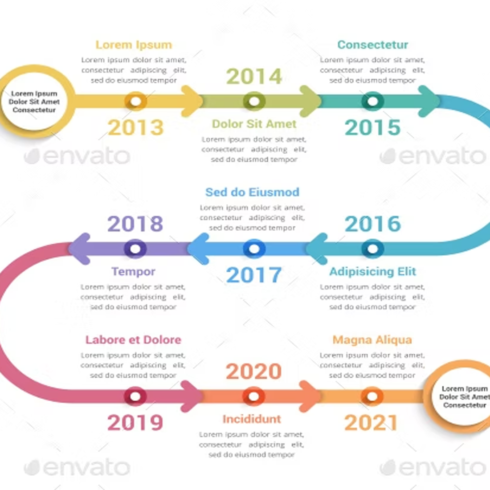 Images preview timeline infographics.