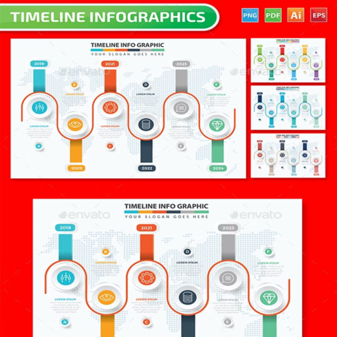 Images preview timeline infographics design.