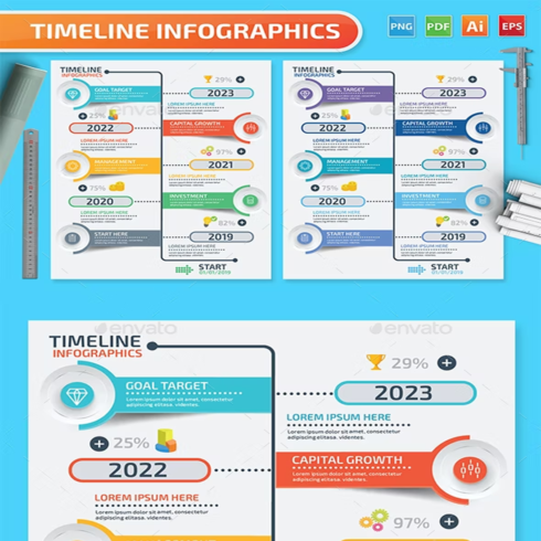 Images preview timeline infographics design.