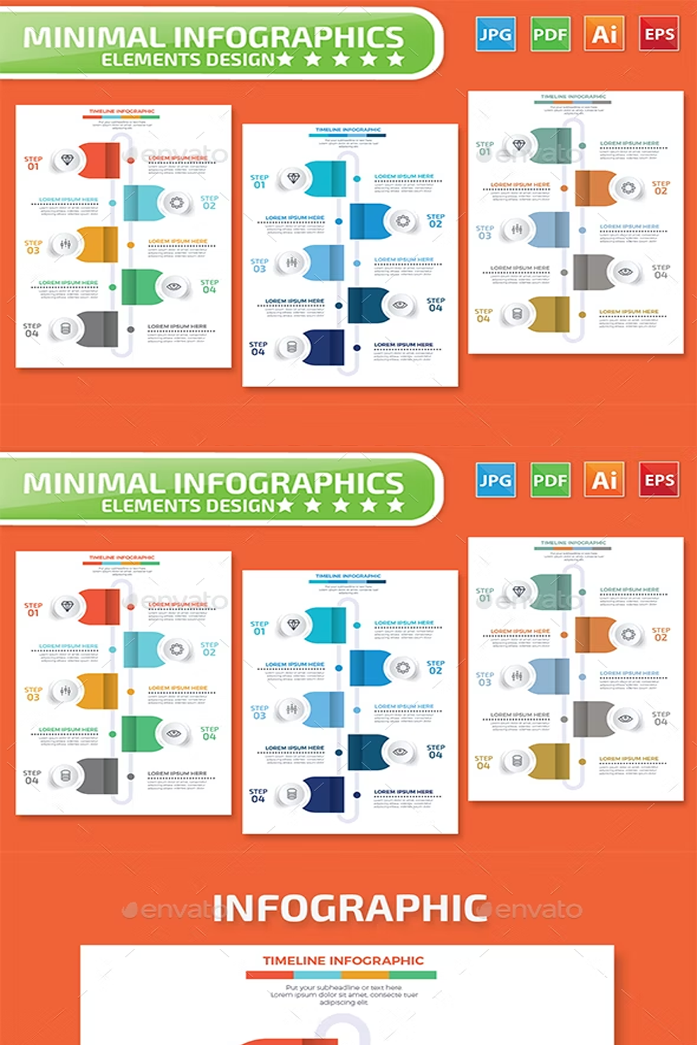 Illustrations timeline infographics design of pinterest.