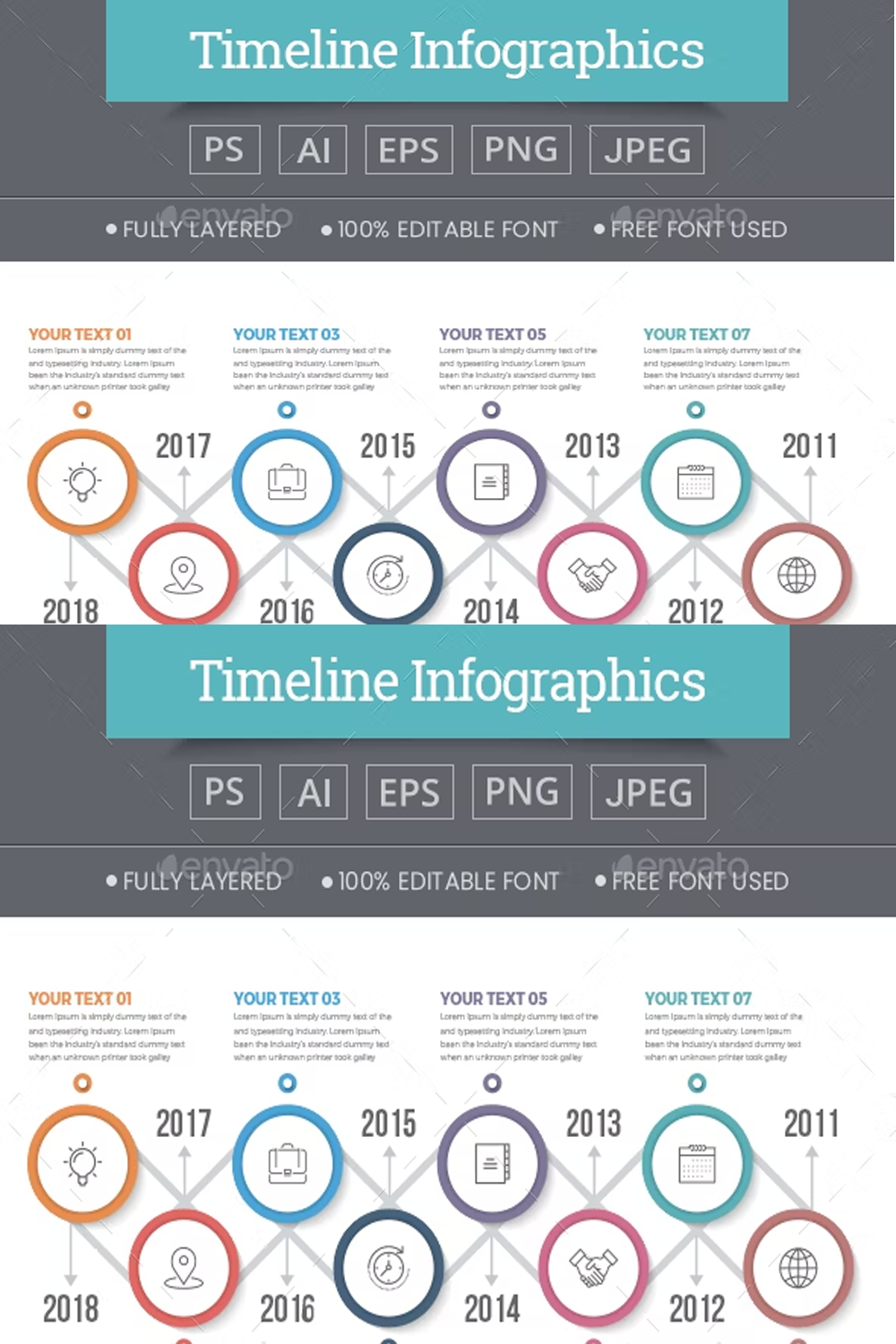 Illustrations timeline infographics of pinterest.