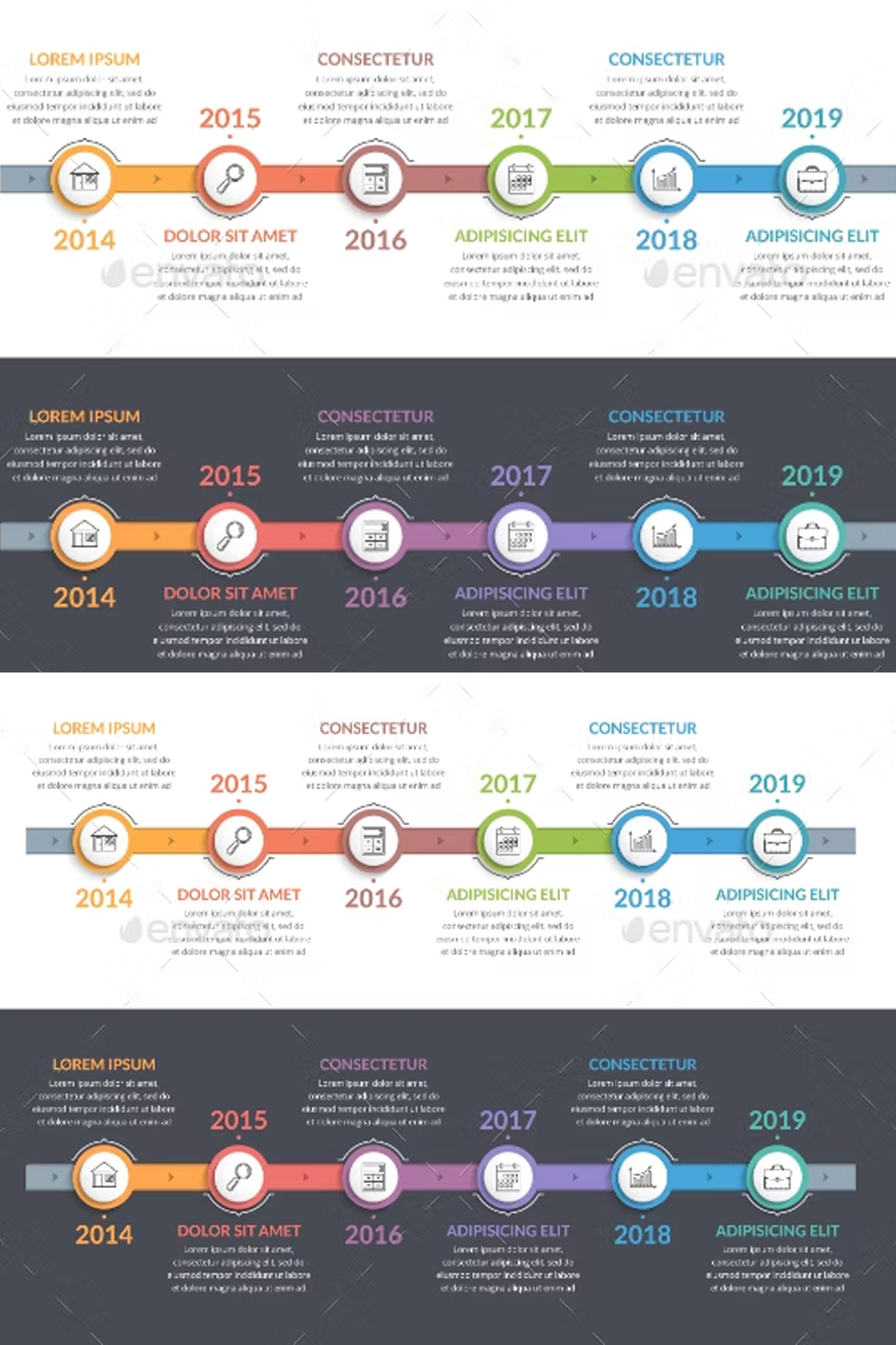 Illustrations timeline infographics of pinterest.