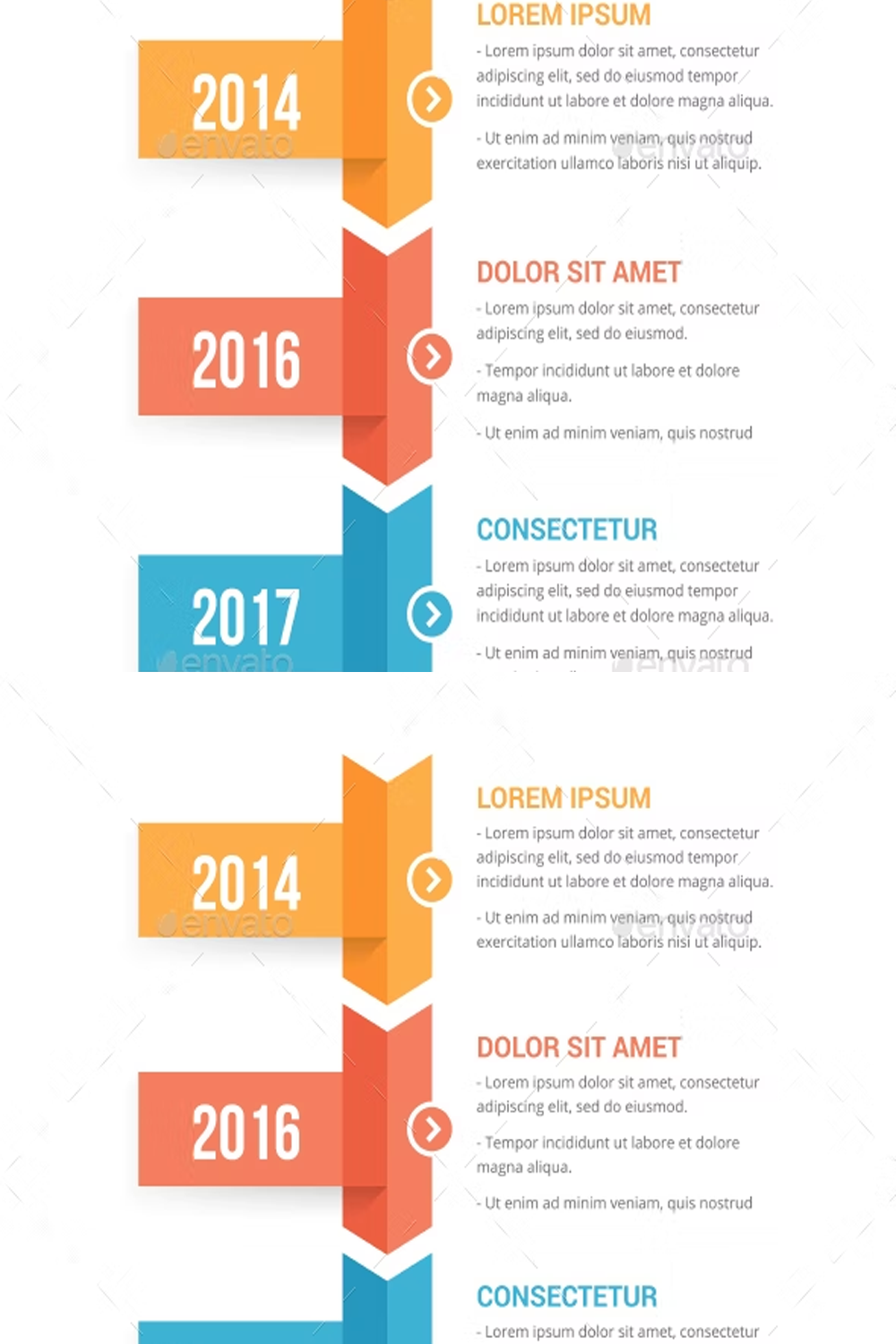 Illustrations timeline infographics of pinterest.