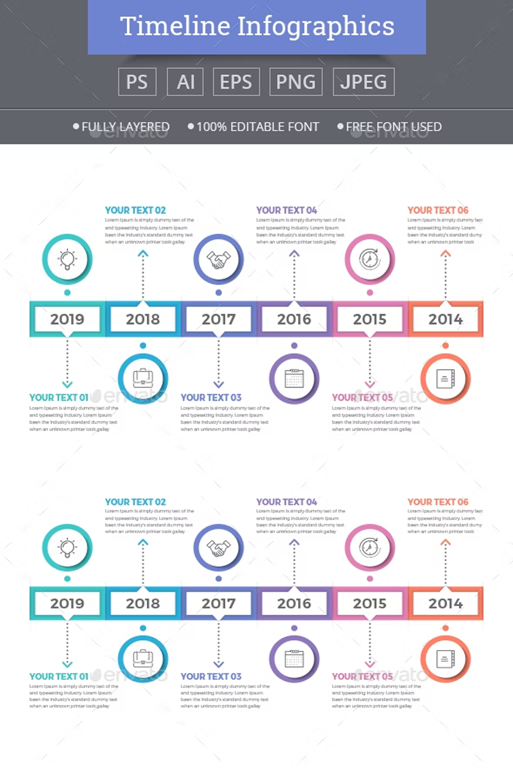 Illustrations timeline infographics of pinterest.