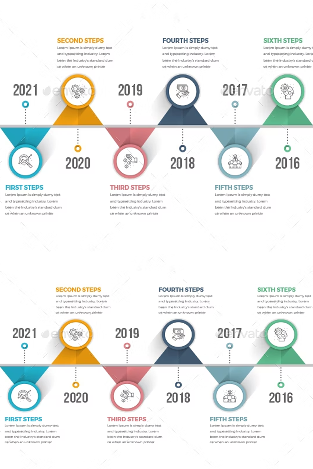 Illustrations timeline infographics of pinterest.