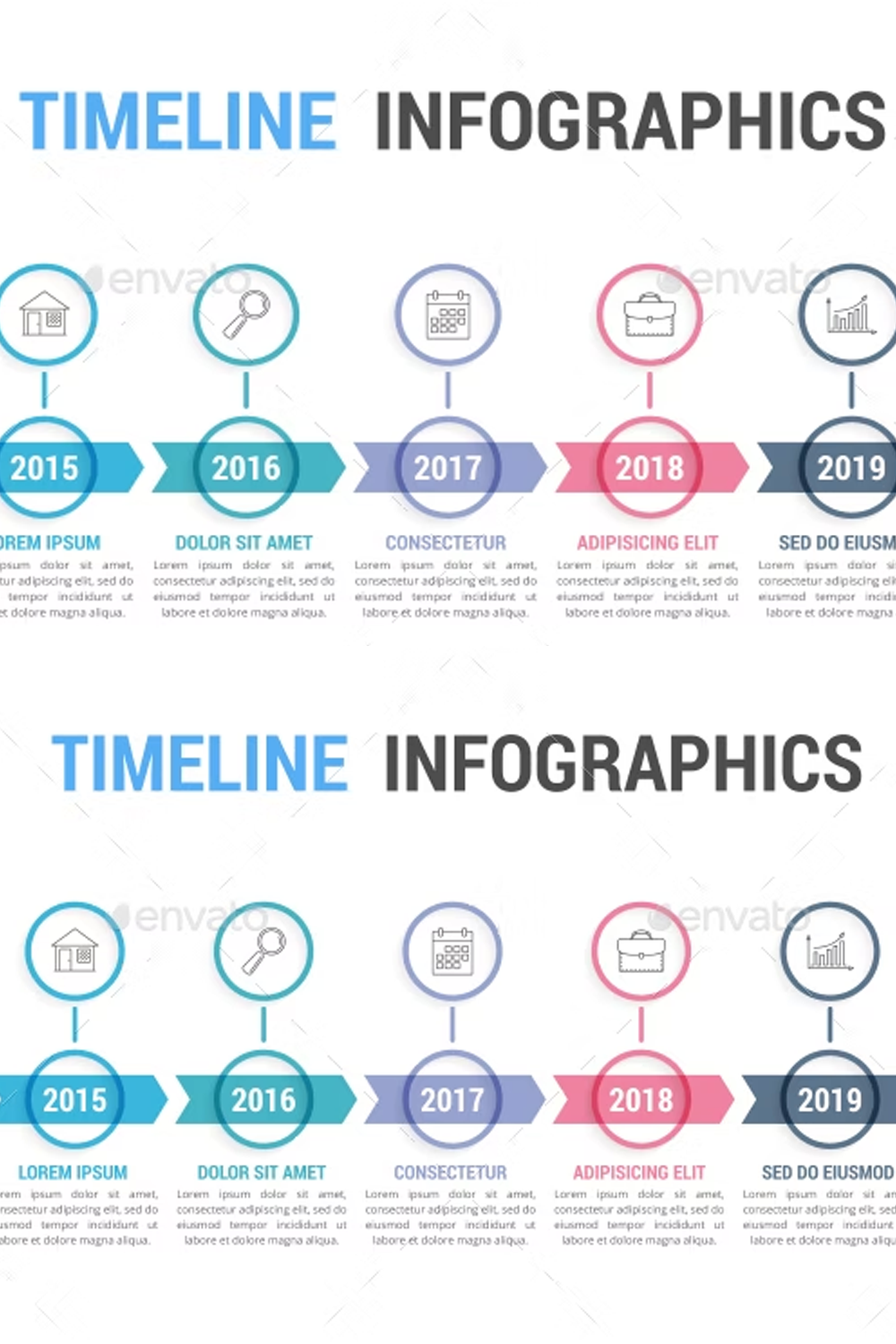 Illustrations timeline infographics of pinterest.