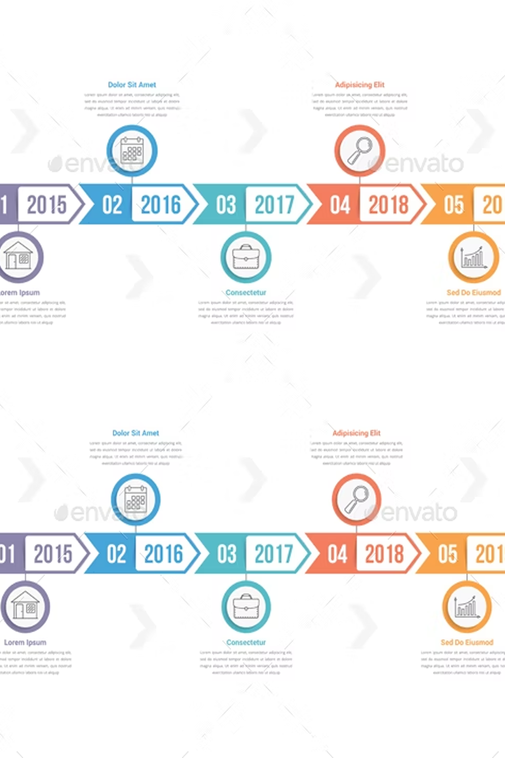 Illustrations timeline infographics of pinterest.