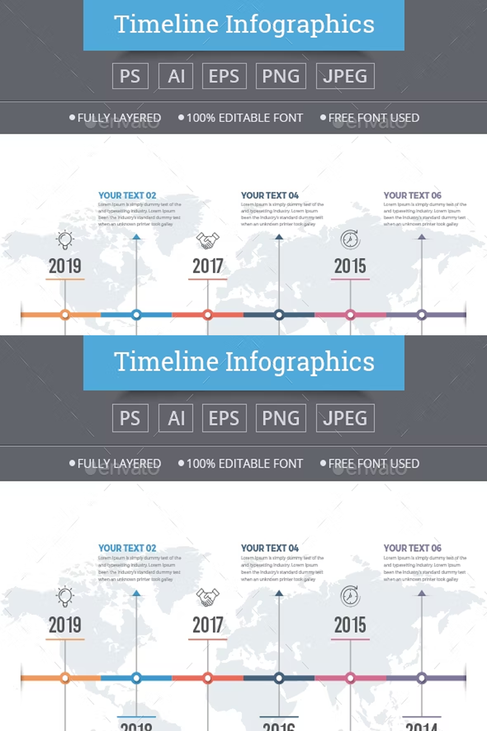 Illustrations timeline infographics of pinterest.