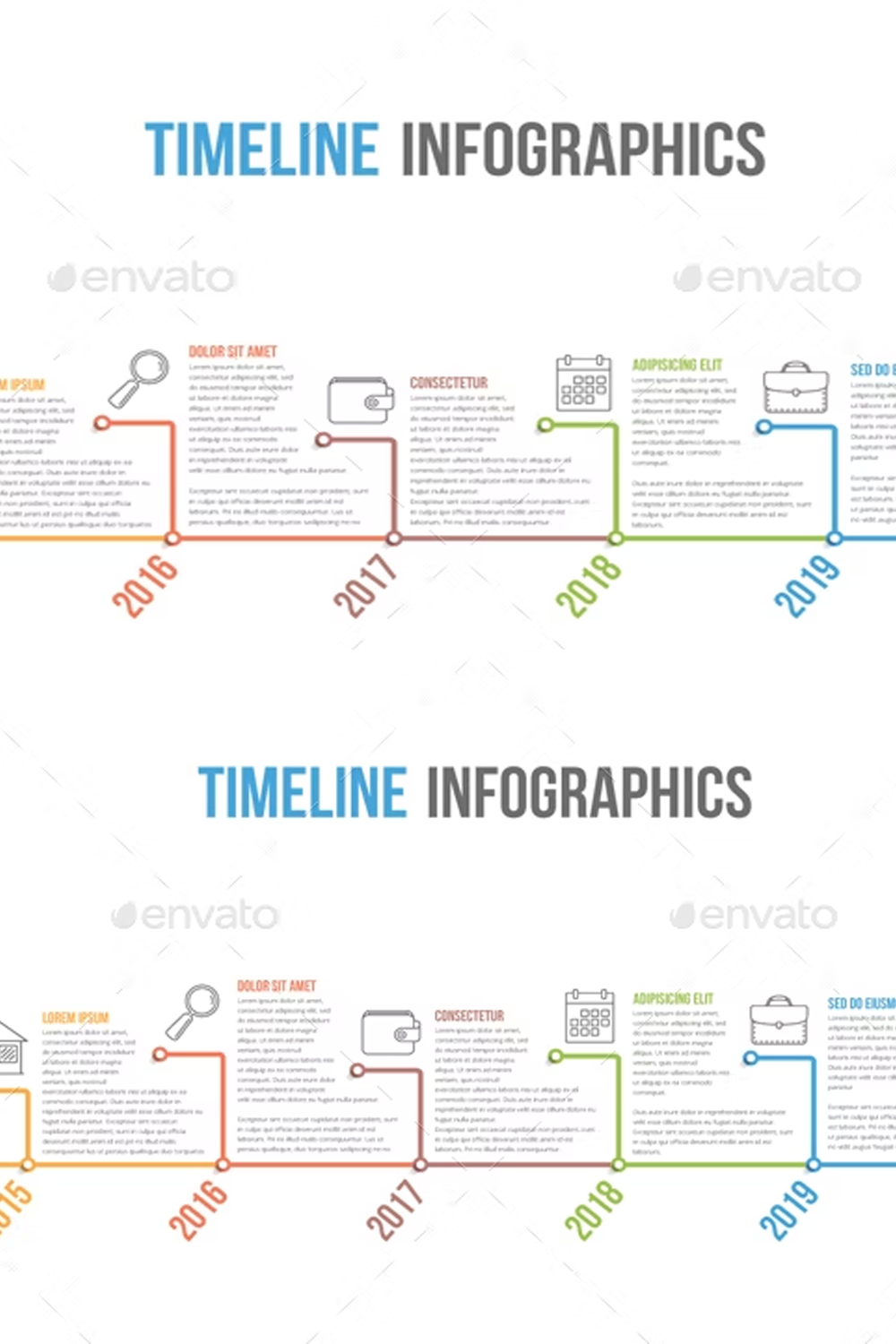 Illustrations timeline infographics of pinterest.