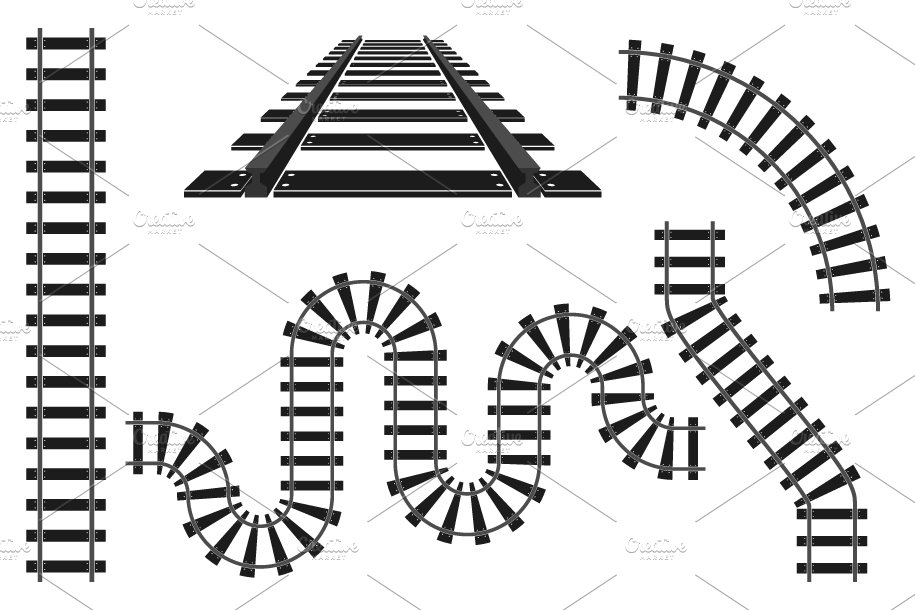 train railway road rails constructor elements vector illustration 673
