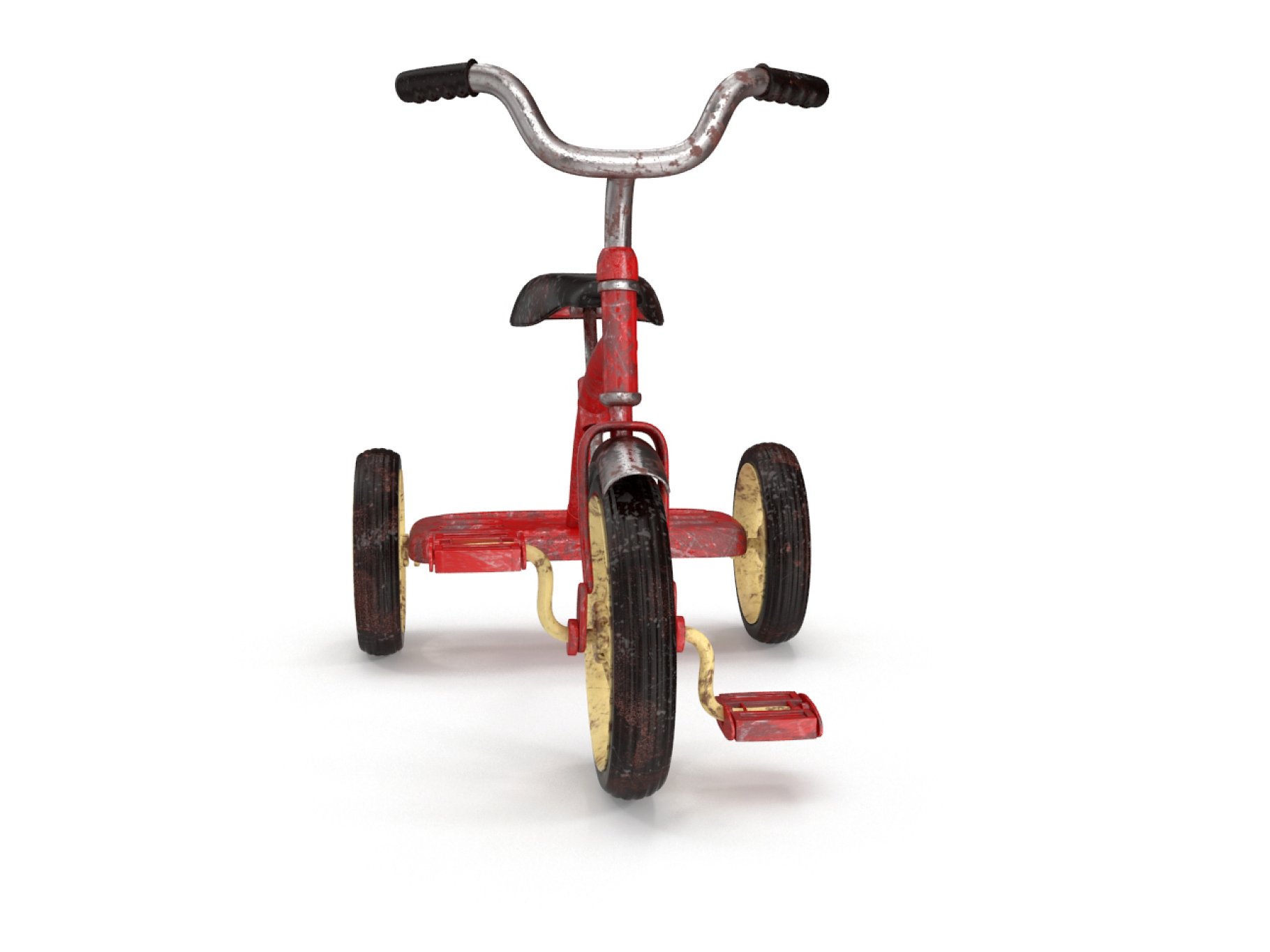 Red children's bicycle.