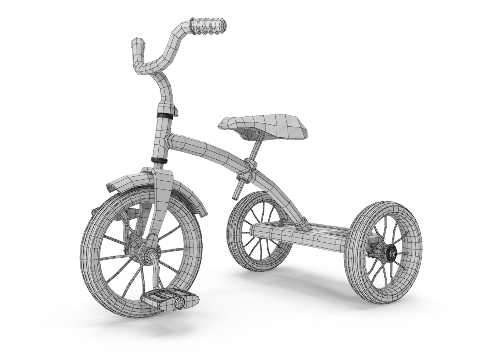Three-dimensional model of a tricycle.