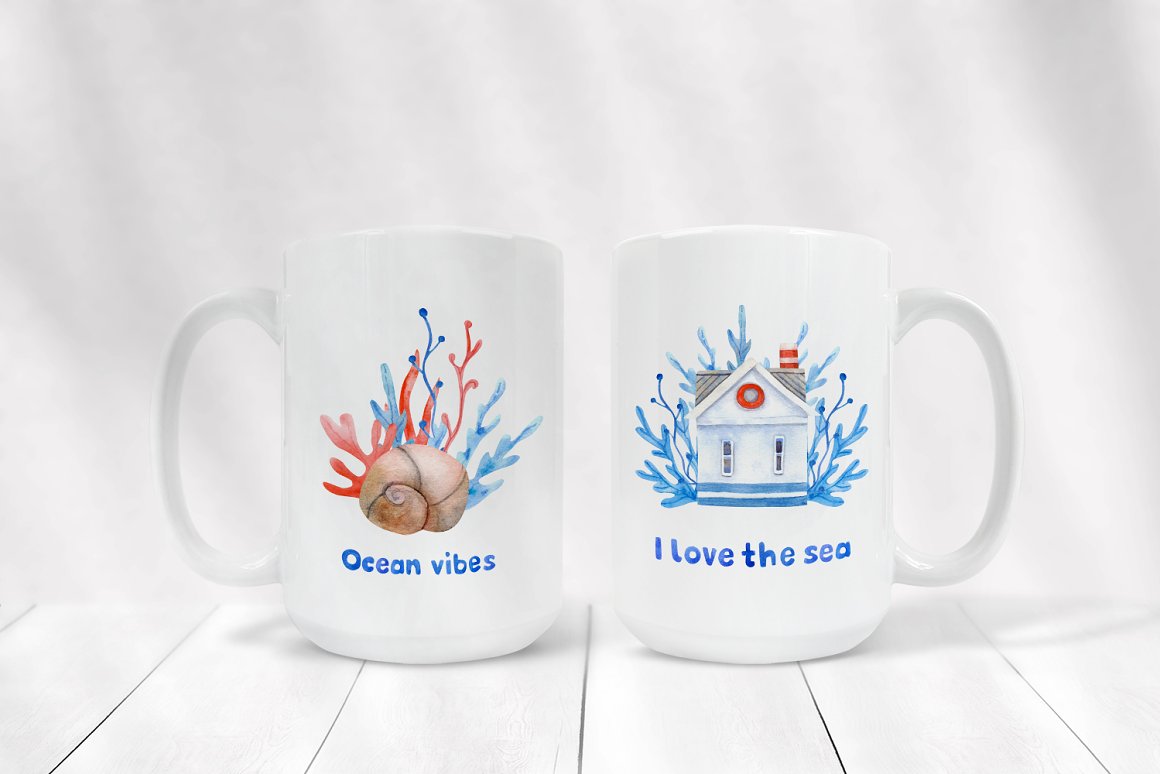 Cups with prints.