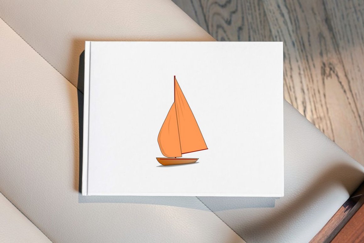 Orange sailboat.