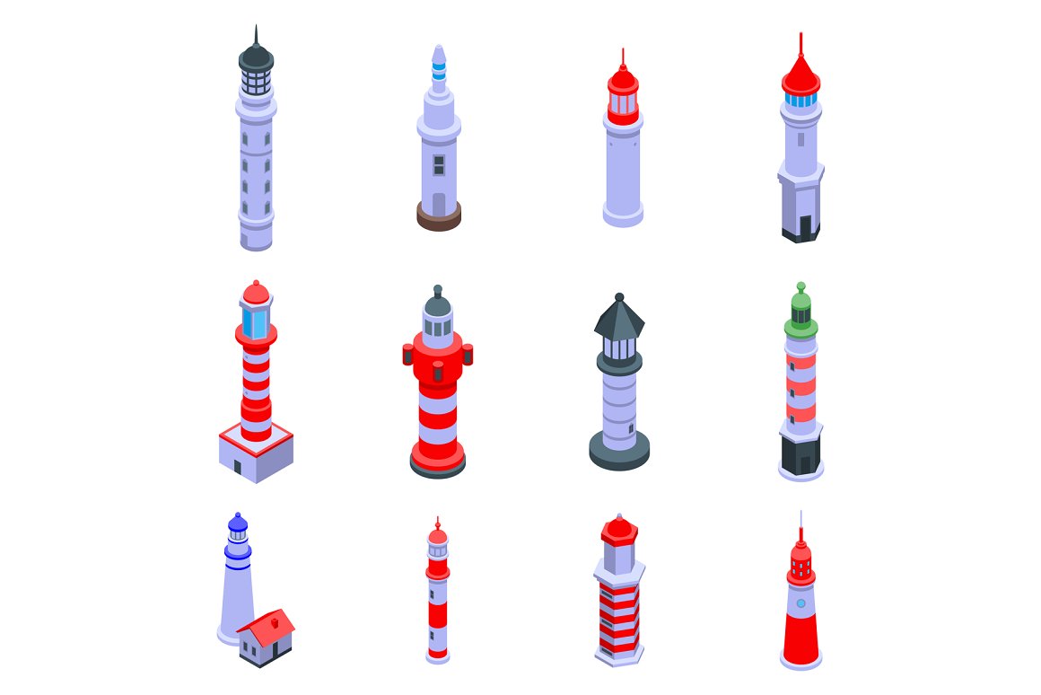 Red and green lighthouse icons.