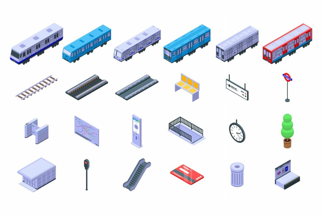 Subway Train Icons Set – MasterBundles