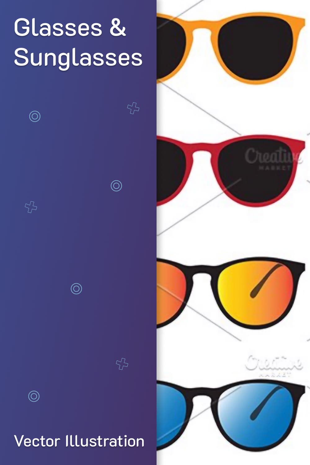 Vector of glasses and sunglasses, picture for pinterest