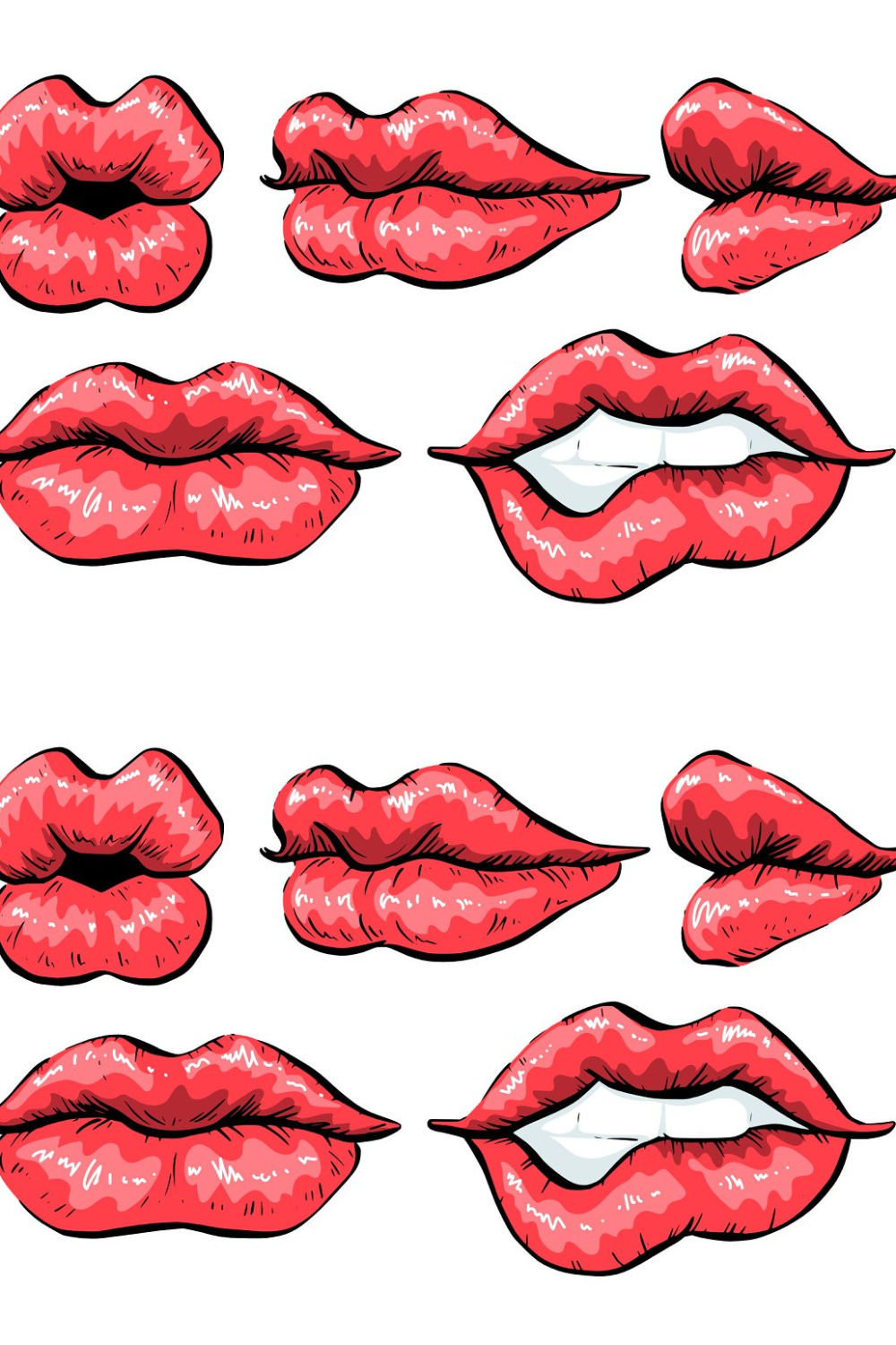 Vector Red Lips Set - Pinterest.