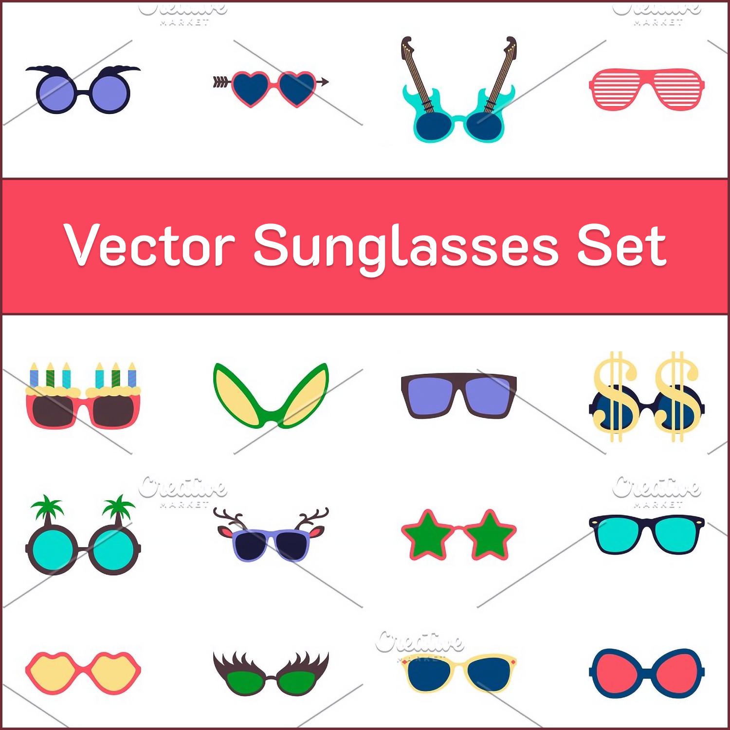 Images preview vector sunglasses set.
