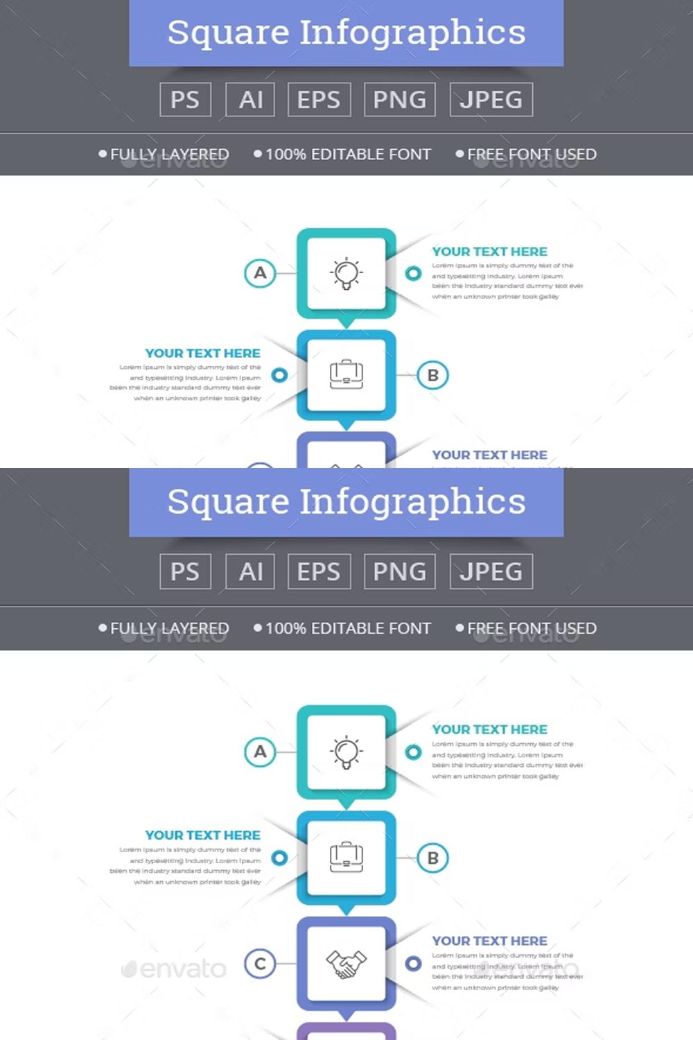 Illustrations vertical square infographics of pinterest.