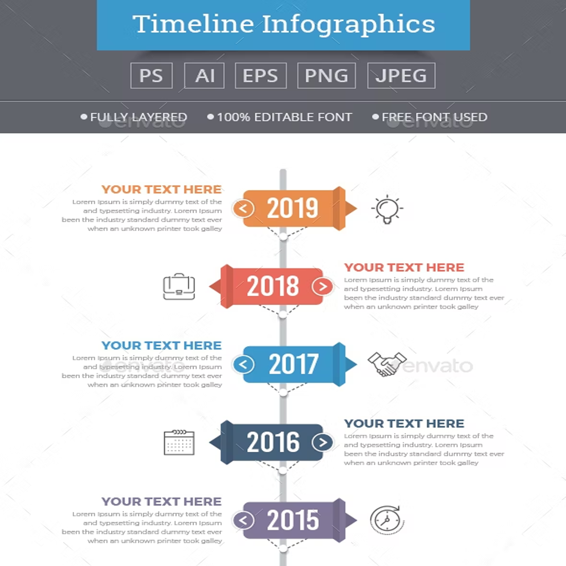 Images preview vertical timeline infographics.