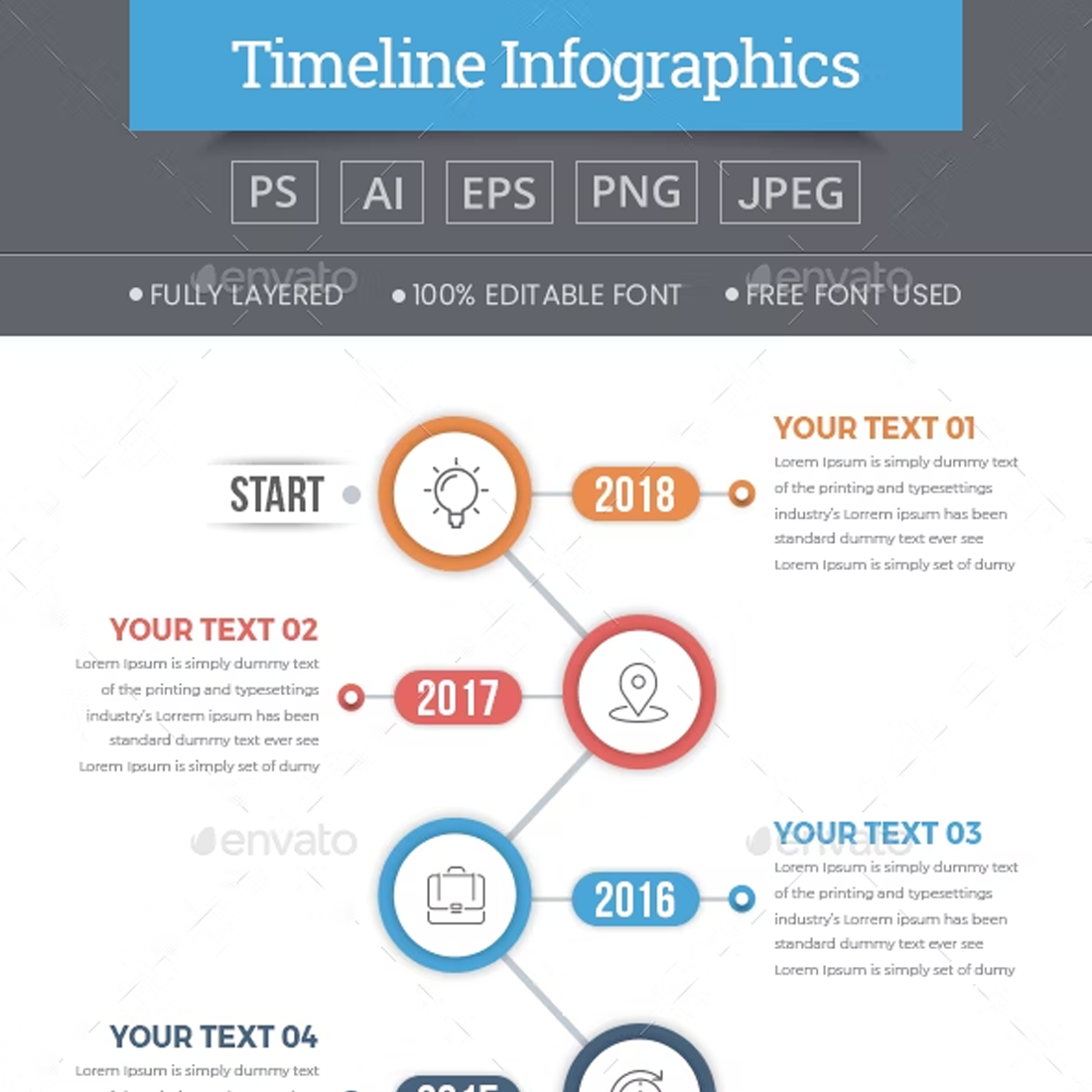 Images preview vertical timeline infographics.