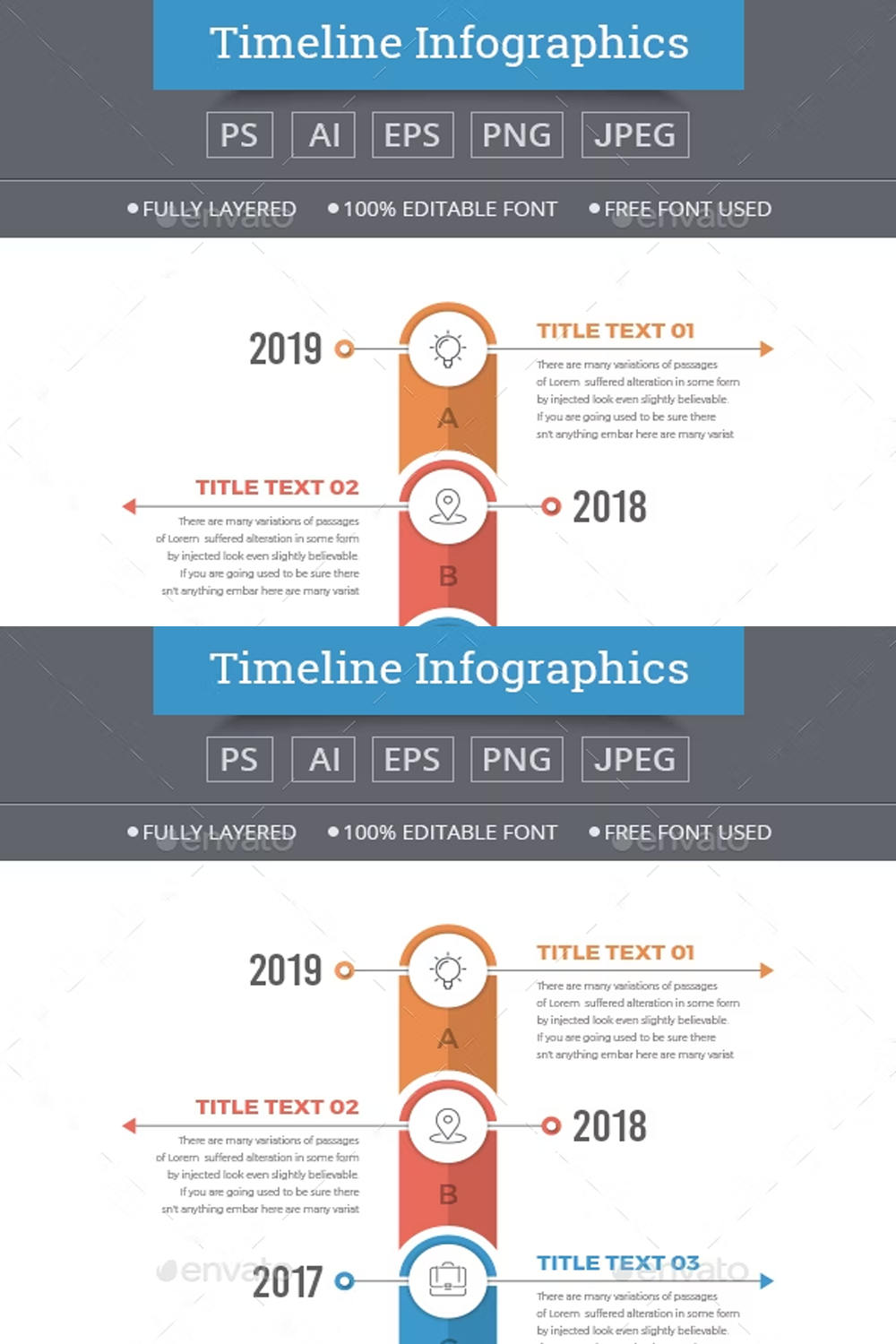 Illustrations vertical timeline infographics of pinterest.