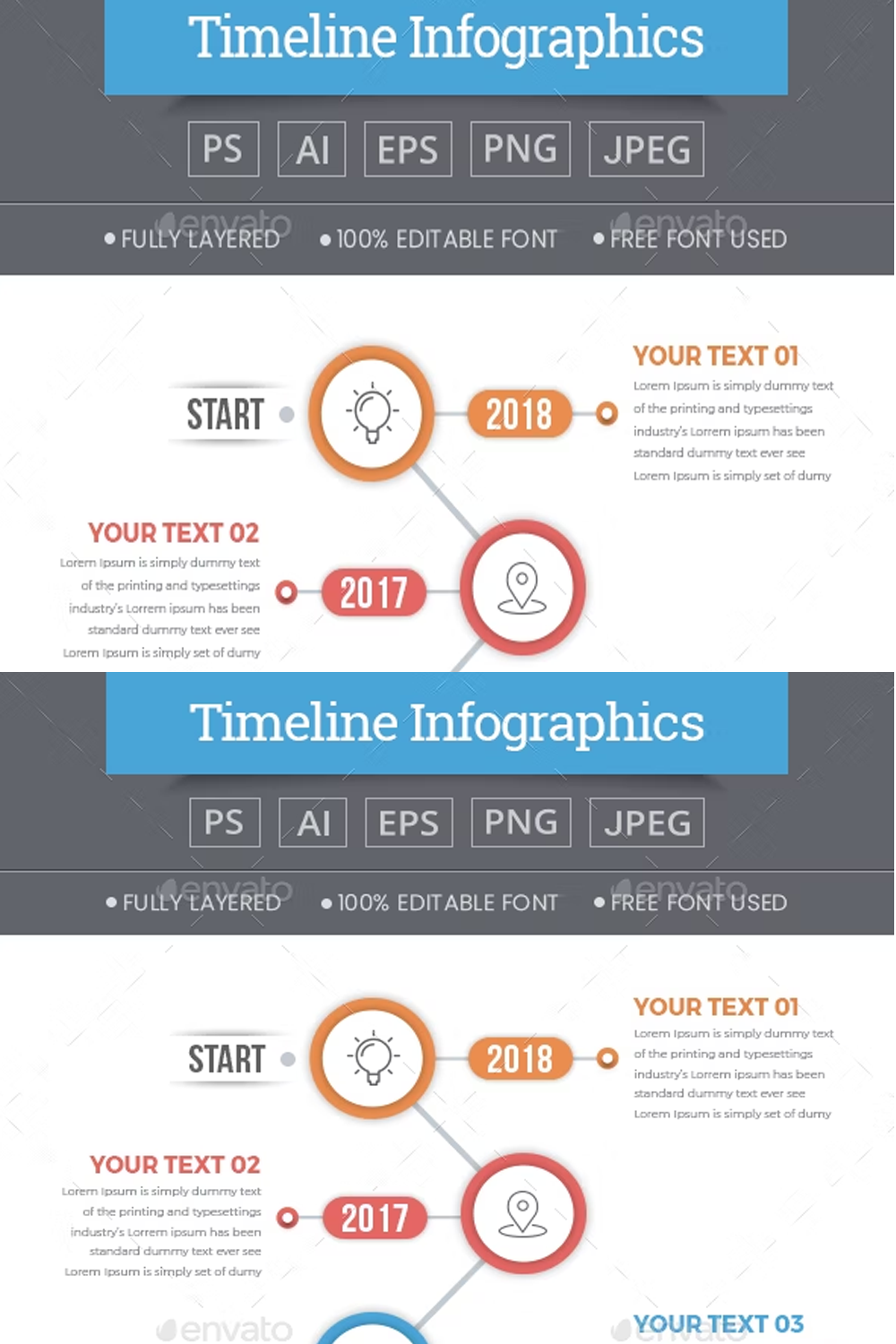 Illustrations vertical timeline infographics of pinterest.