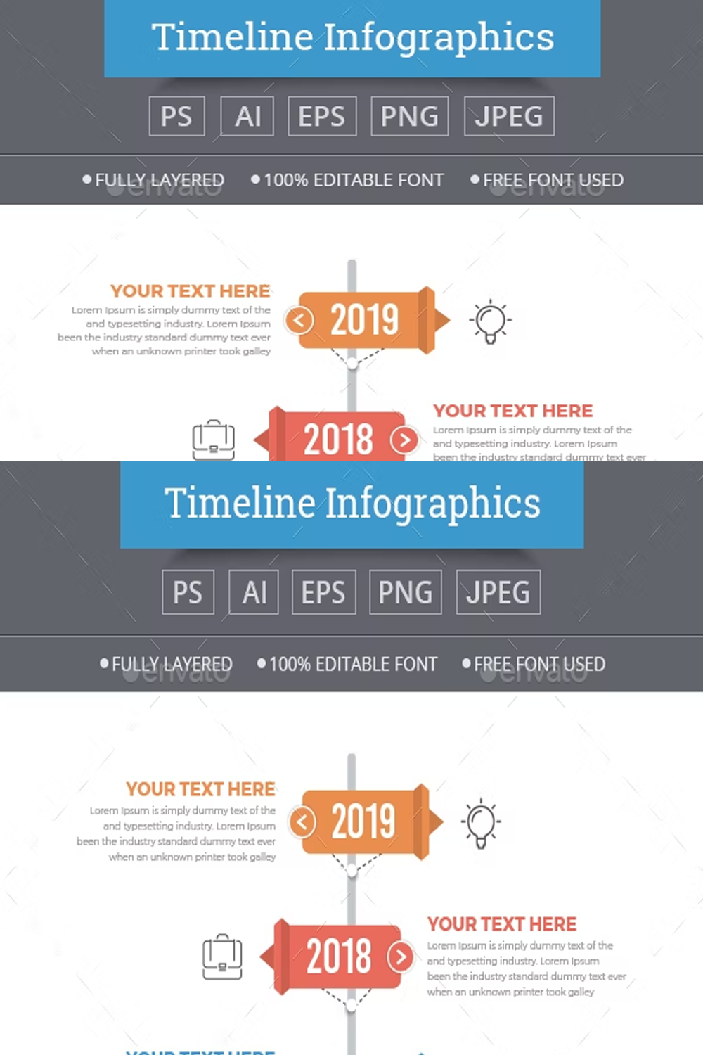 Illustrations vertical timeline infographics of pinterest.