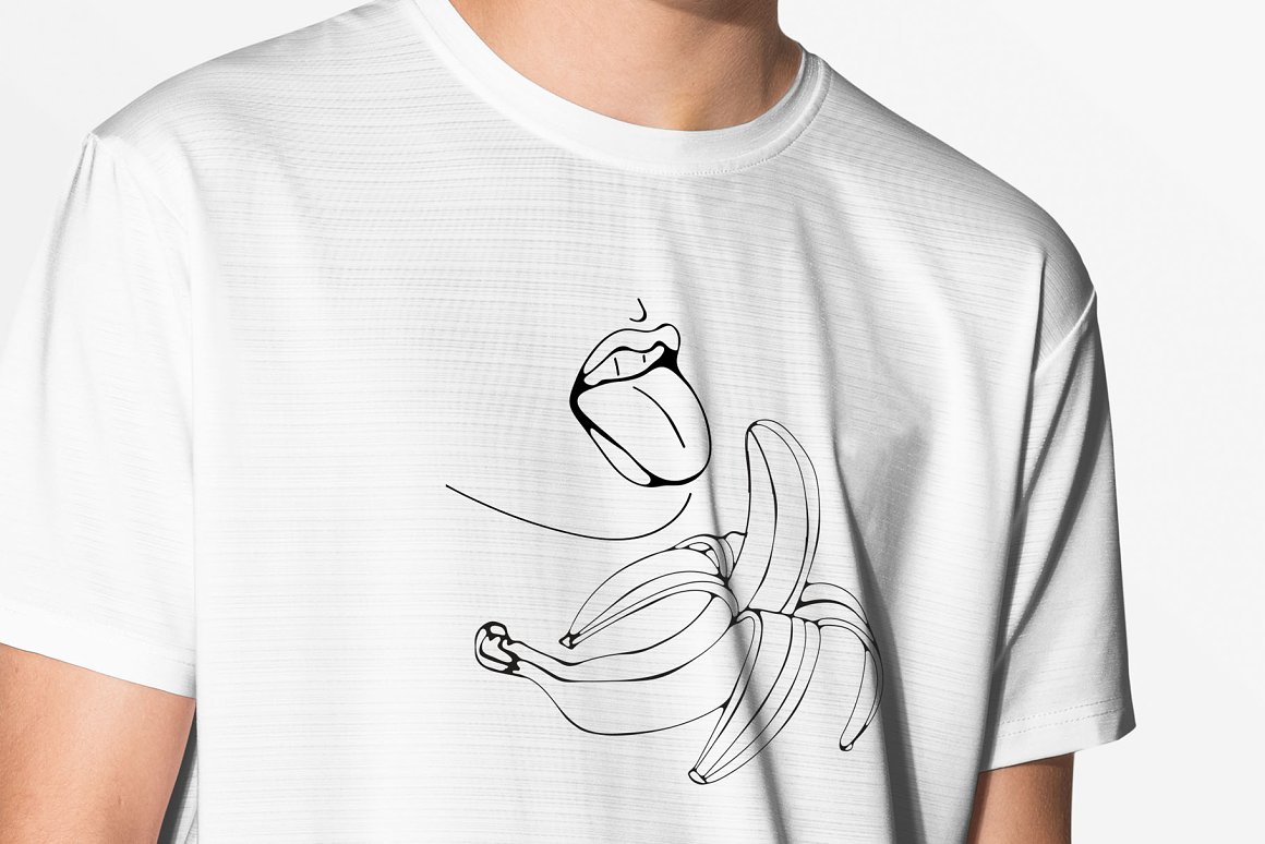 Print on a t-shirt with a banana.